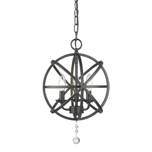 Tull 3 Light Chandelier, Matte Black